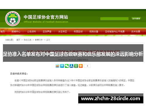 足协准入名单发布对中国足球各级联赛和俱乐部发展的深远影响分析 足协准入名单发布对中国足球各级联赛和俱乐部发展的深远影响分析