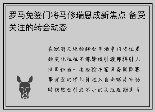 罗马免签门将马修瑞恩成新焦点 备受关注的转会动态 罗马免签门将马修瑞恩成新焦点 备受关注的转会动态